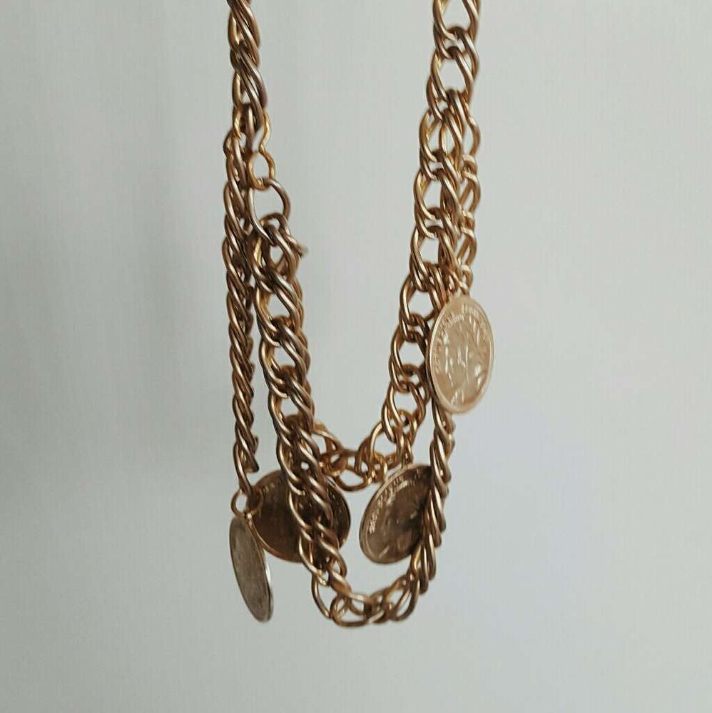 Vtg 80s Gold Medallion Chain Belt | Necklace